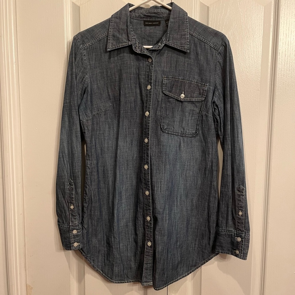 New York & Company denim button up shirt